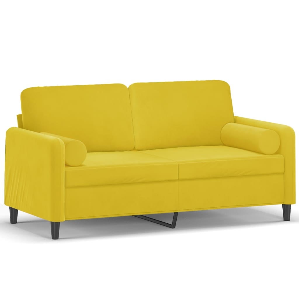 vidaXL 2-sitssoffa med prydnadskuddar gul 140 cm sammet