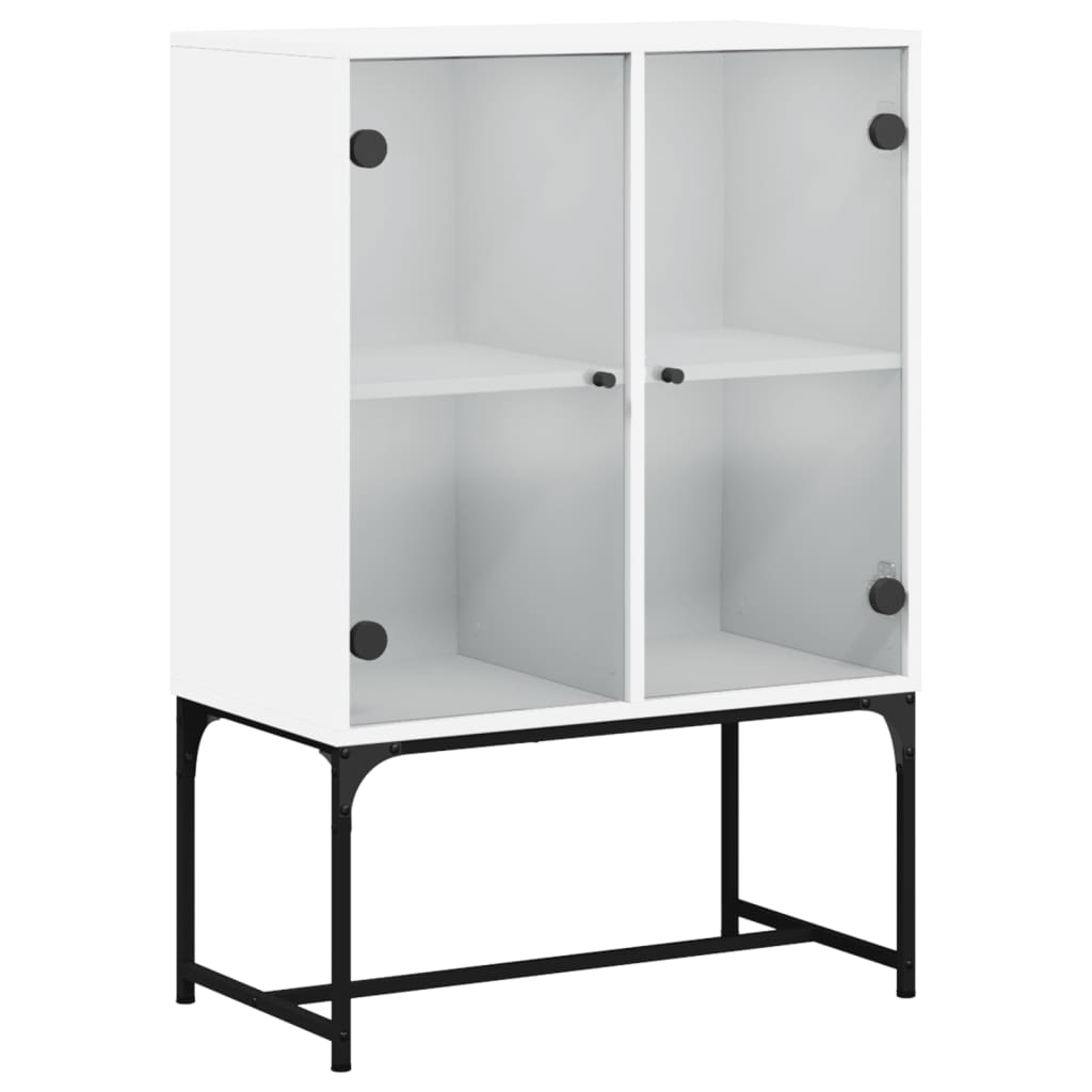 vidaXL Sidoskåp med glasdörrar vit 69x37x100 cm