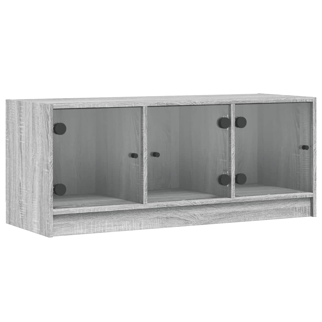 vidaXL TV-bänk med glasdörrar grå sonoma 102x37x42 cm