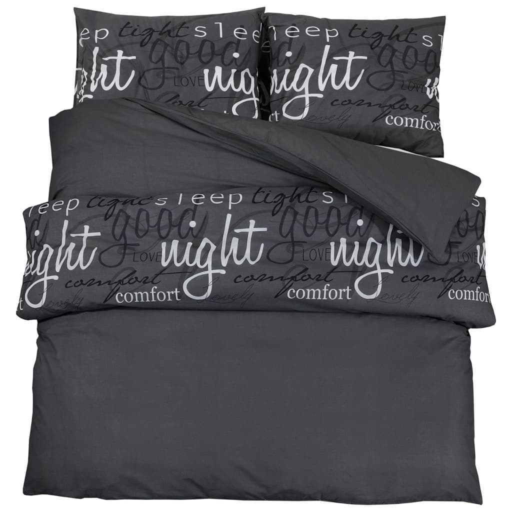 vidaXL Bäddset svart 240x220 cm bomull