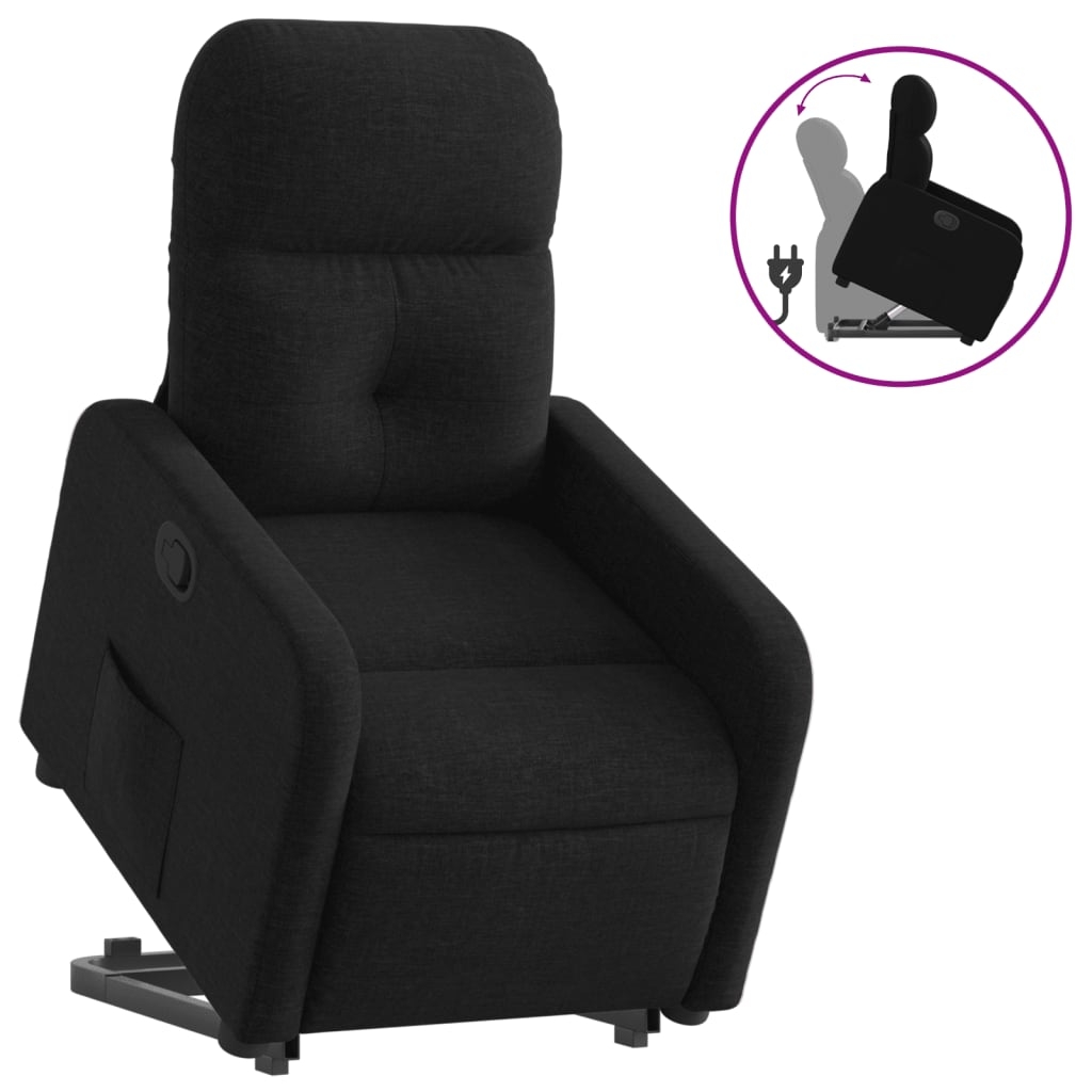 vidaXL Reclinerfåtölj med uppresningshjälp svart tyg