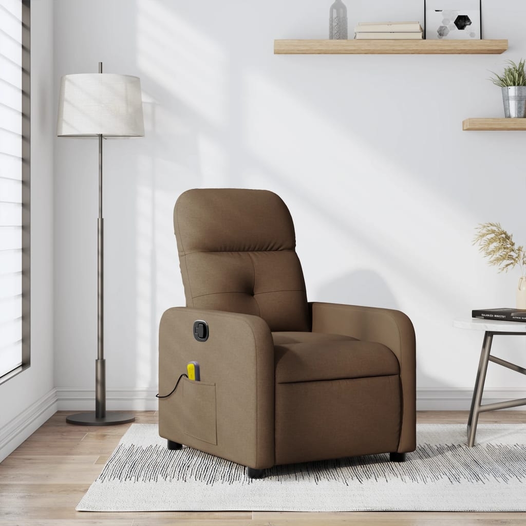 vidaXL Massagefåtölj brun tyg