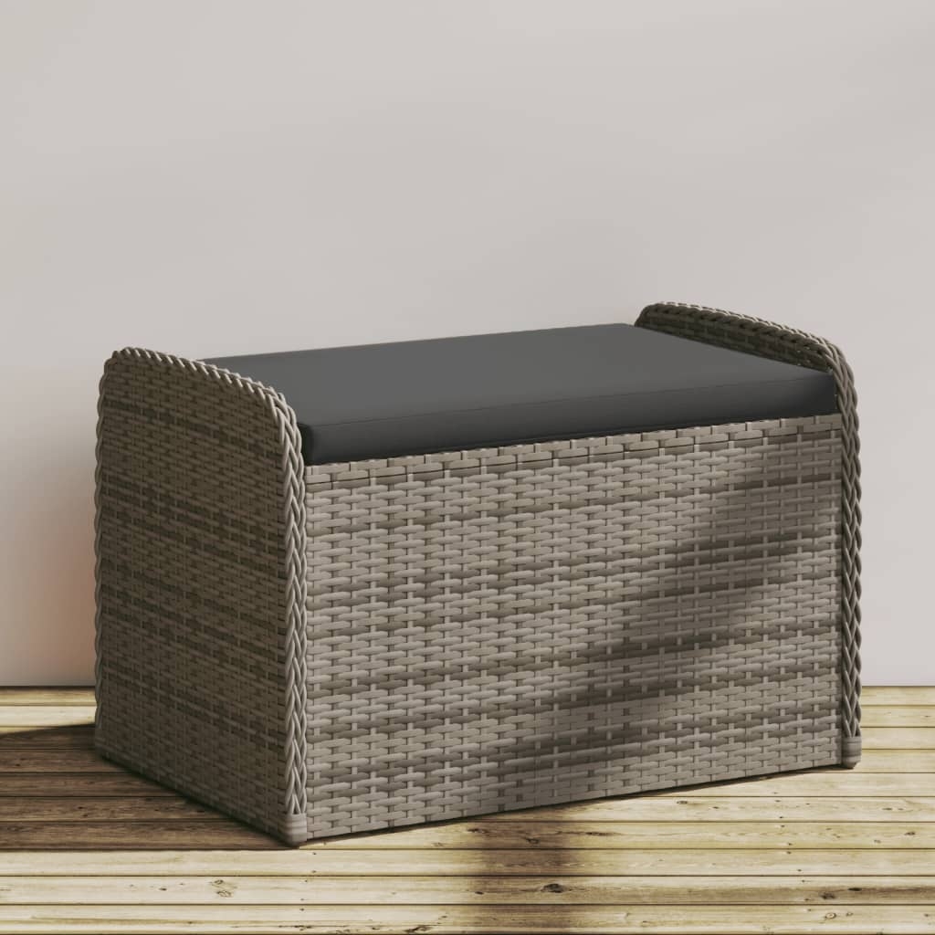 vidaXL Förvaringsbänk med dyna grå 80x51x52 cm konstrotting
