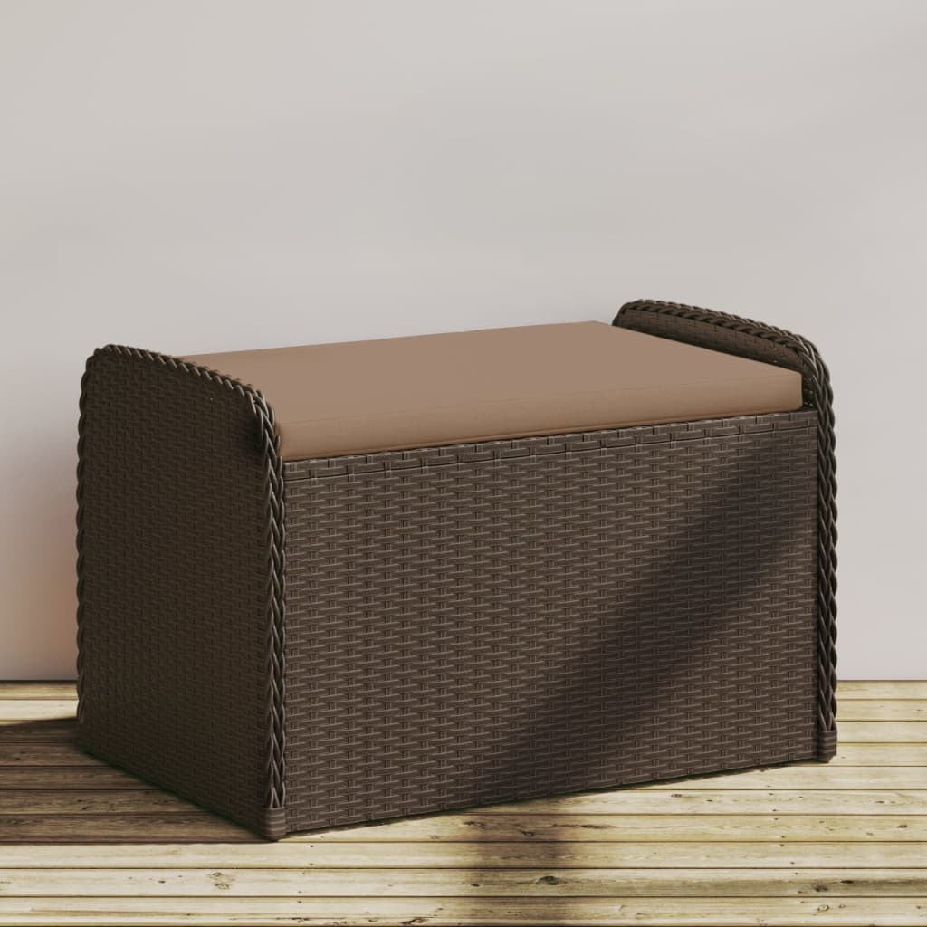 vidaXL Förvaringsbänk med dyna brun 80x51x52 cm konstrotting