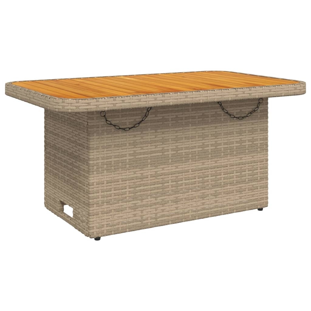 vidaXL Trädgårdsbord beige 90x55x71 cm konstrotting och akaciaträ
