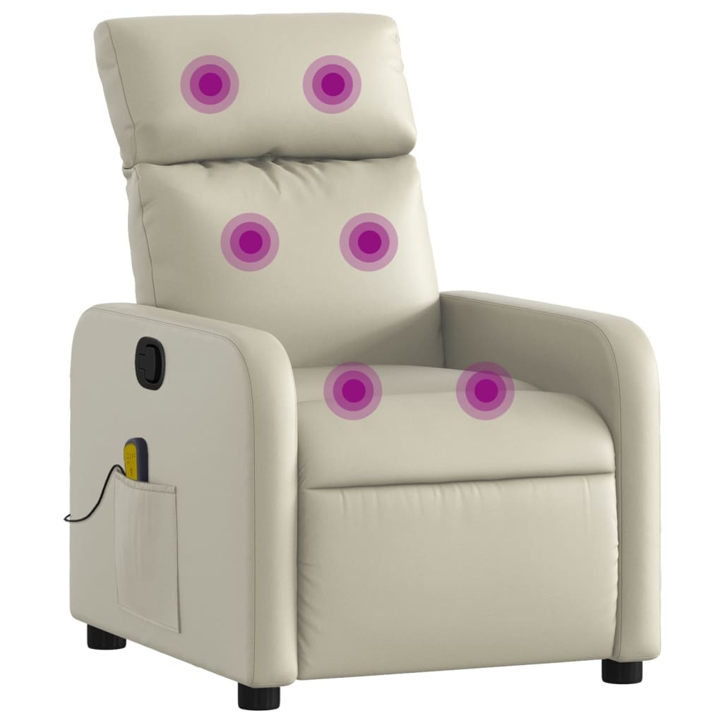 vidaXL Massagefåtölj gräddvit konstläder