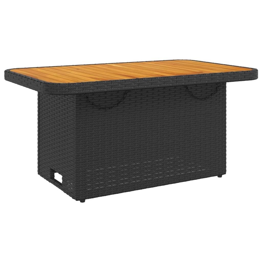 vidaXL Trädgårdsbord svart 90x55x71 cm konstrotting och akaciaträ