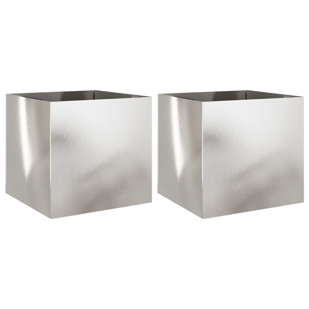 vidaXL Odlingslådor 2 st silver 49x47x46 cm rostfritt stål