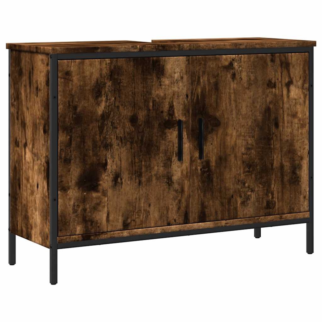 vidaXL Tvättställsskåp rökfärgad ek 80x30x60 cm konstruerat trä