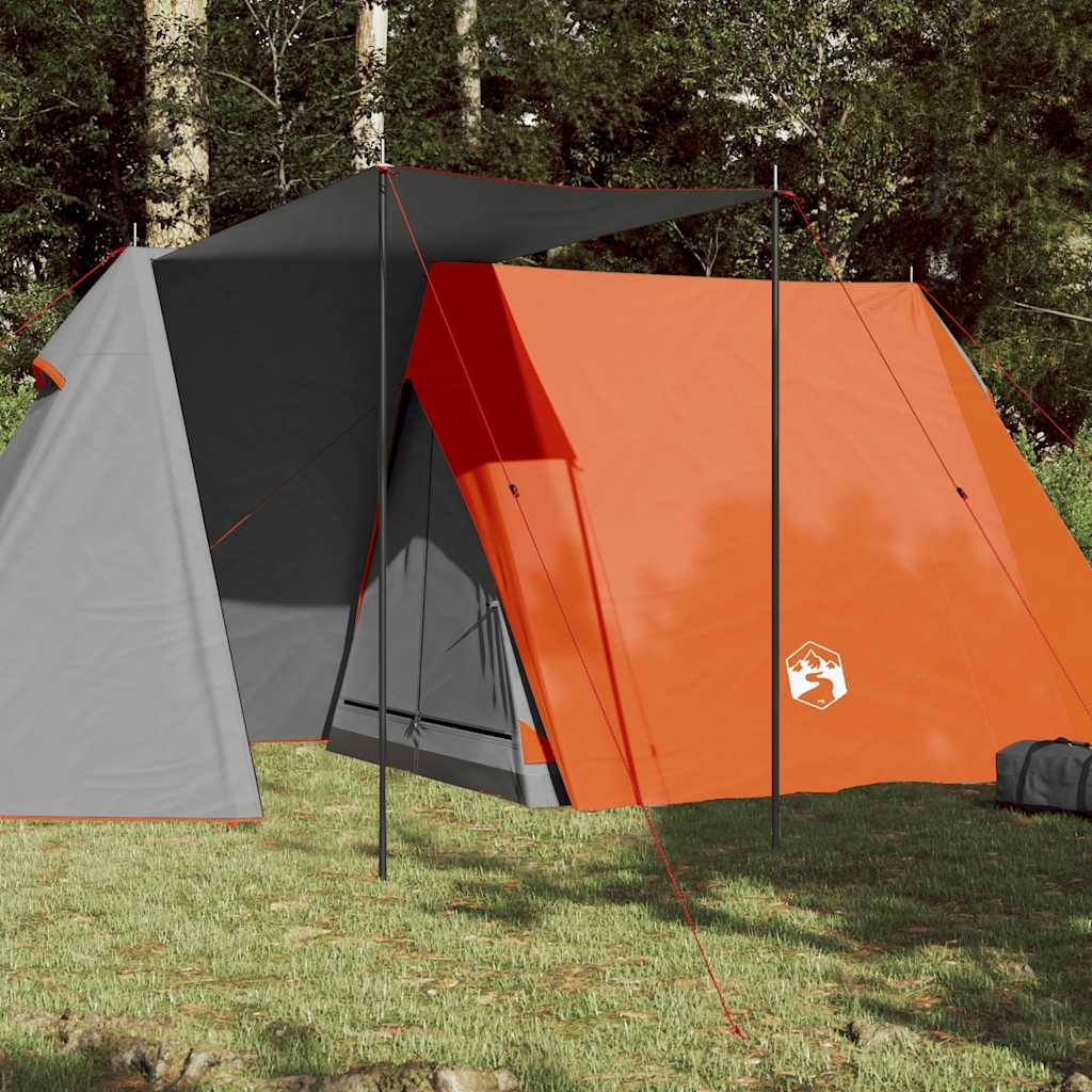 vidaXL Campingtält 3 personer grå och orange vattentätt