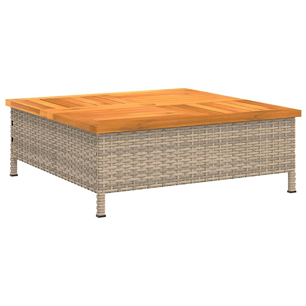 vidaXL Trädgårdsbord beige 70x70x25 cm rotting och akaciaträ