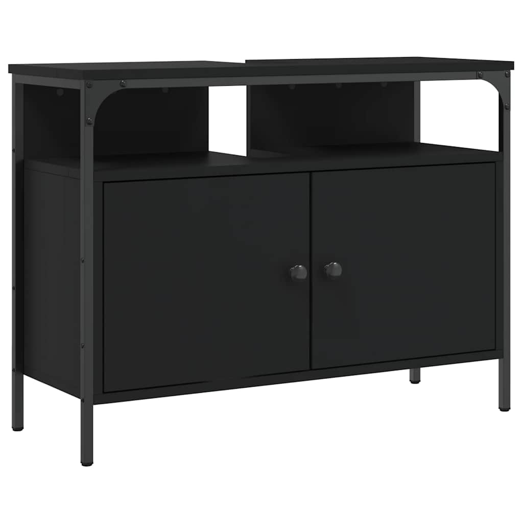 vidaXL Tvättställsskåp svart 80x30x60 cm konstruerat trä