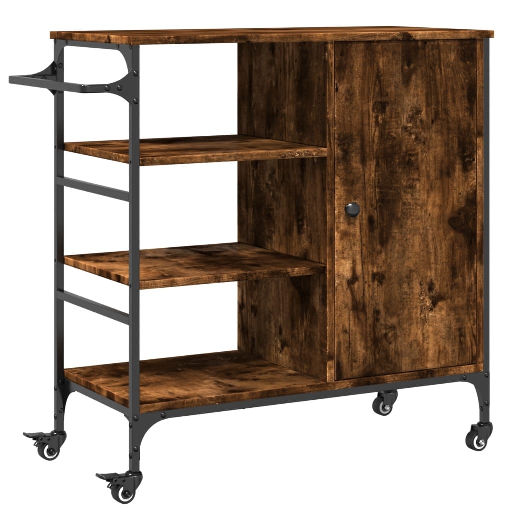 vidaXL Köksvagn rökfärgad ek 87,5x38,5x84,5 cm konstruerat trä