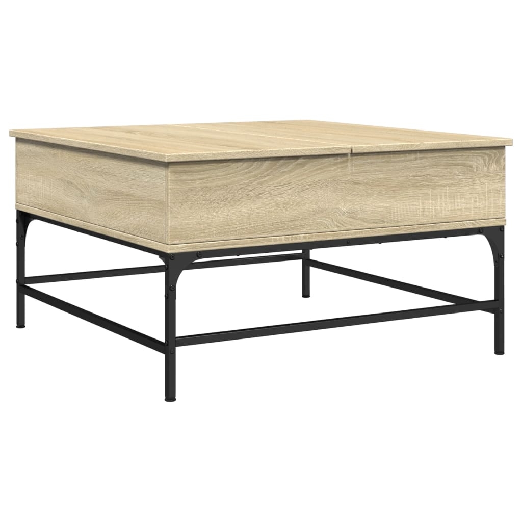 vidaXL Soffbord sonoma-ek 80x80x45 cm konstruerat trä och järn