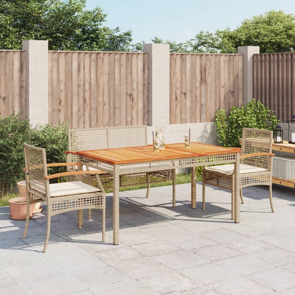 vidaXL Soffgrupp för trädgården med dynor 4 delar beige konstrotting
