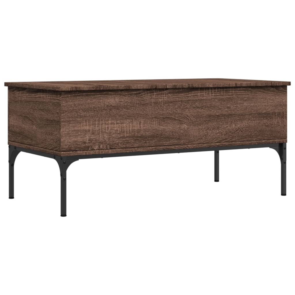 vidaXL Soffbord brun ek 100x50x45 cm konstruerat trä och metall