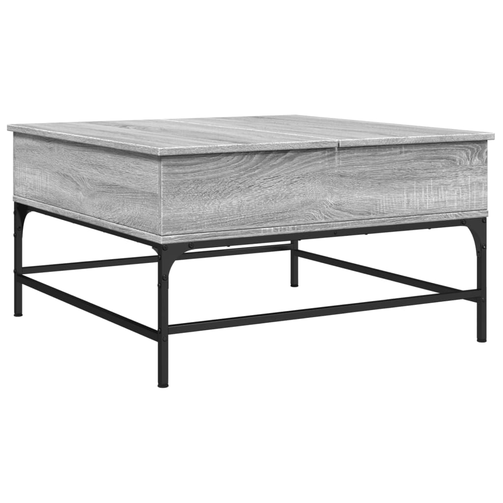 vidaXL Soffbord grå sonoma 80x80x45 cm konstruerat trä och metall
