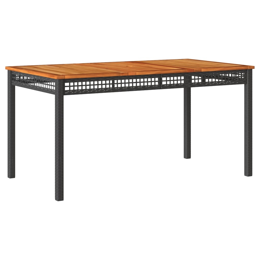 vidaXL Trädgårdsbord svart 140x80x75 cm konstrotting akaciaträ