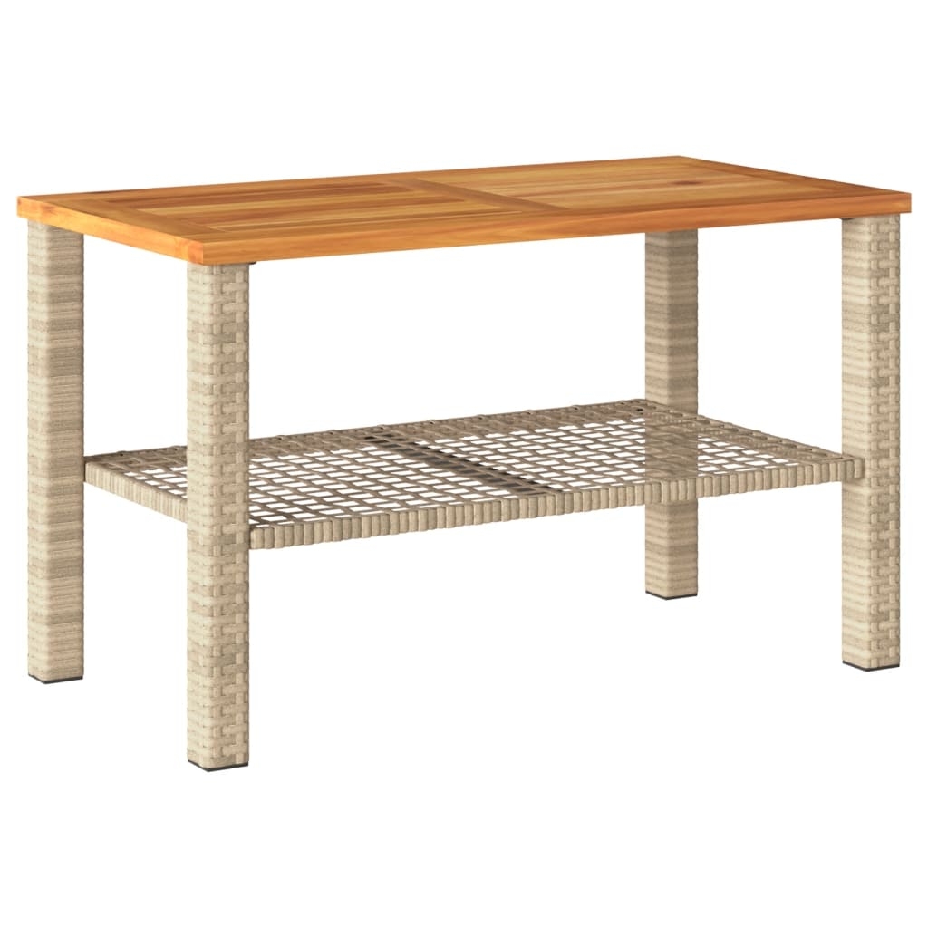 vidaXL Trädgårdsbord beige 70x38x42 cm konstrotting akaciaträ
