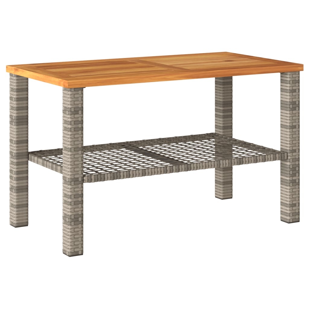 vidaXL Trädgårdsbord grå 70x38x42 cm konstrotting akaciaträ