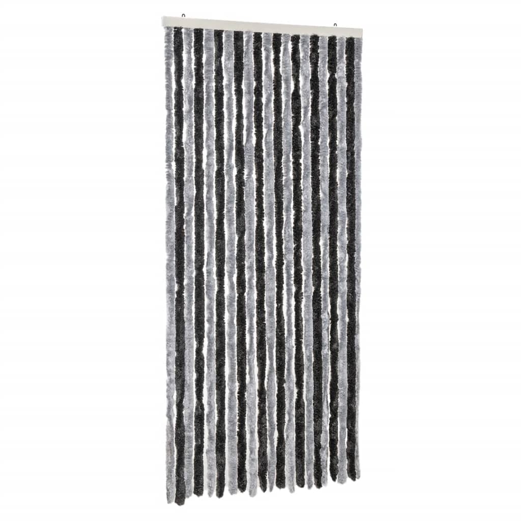 vidaXL Insektsgardin grå och svart 100x220 cm chenille