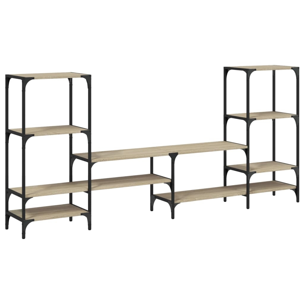 vidaXL Tv-bänk rökfärgad ek 206,5x28,5x95 cm konstruerat trä