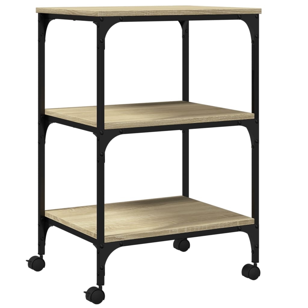 vidaXL Skrivarställ 3 hyllor sonoma-ek 50x41x75 cm konstruerat trä