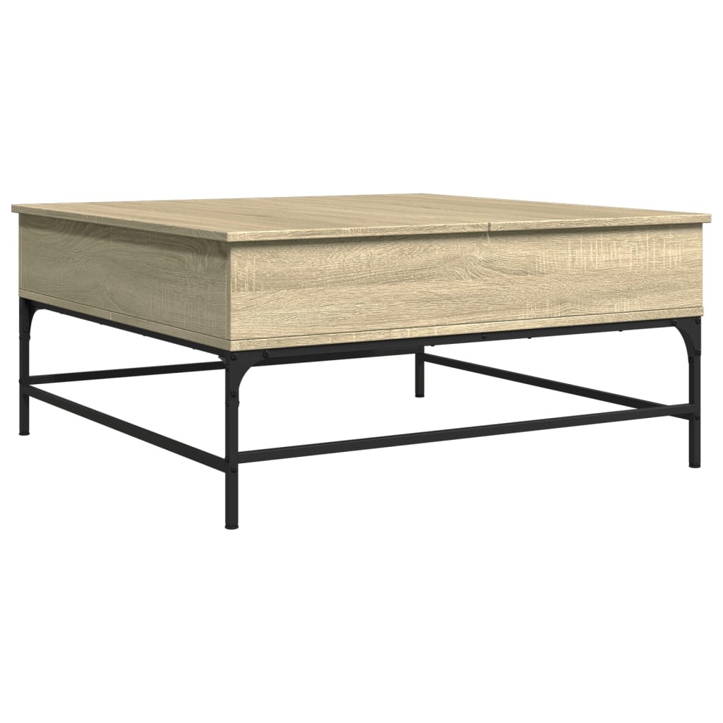 vidaXL Soffbord sonoma-ek 95x95x45 cm konstruerat trä och järn