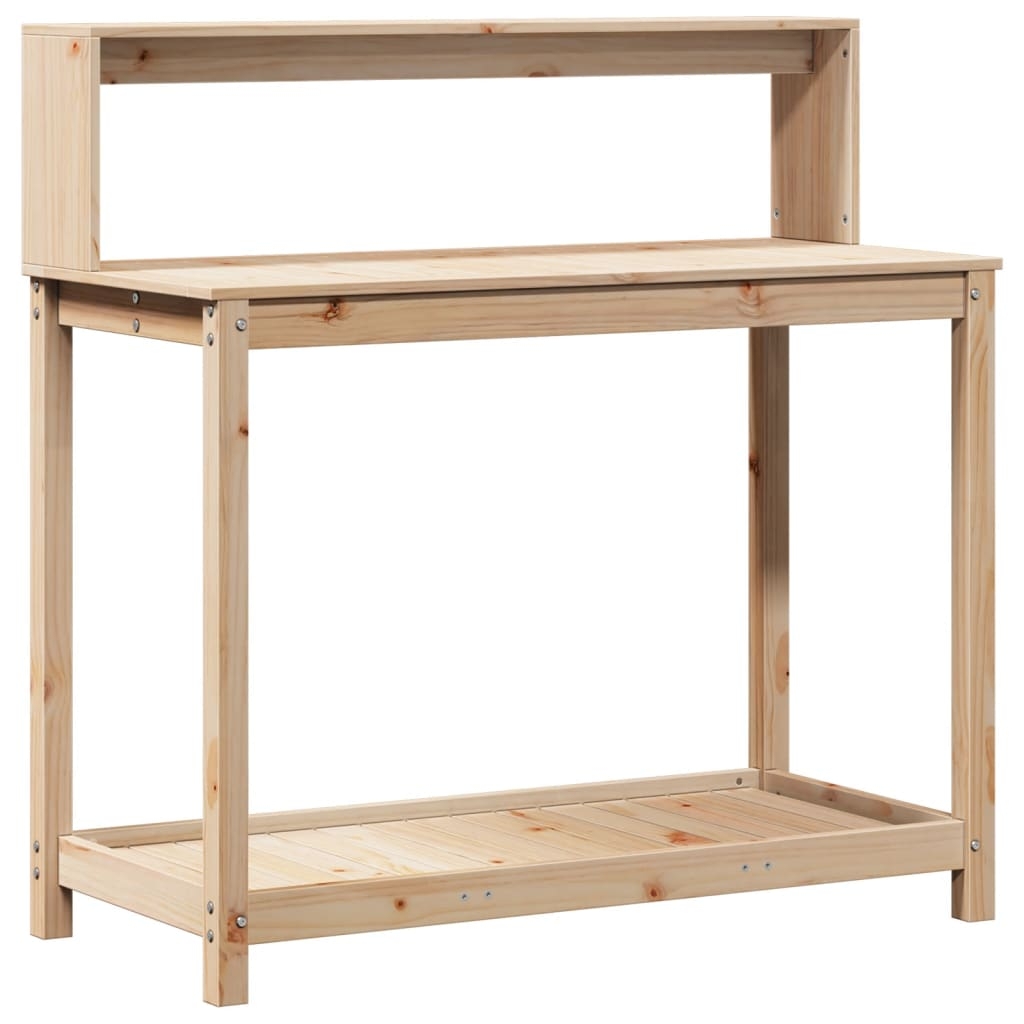 vidaXL Växtbord med hylla 108x50x109,5 cm massiv furu