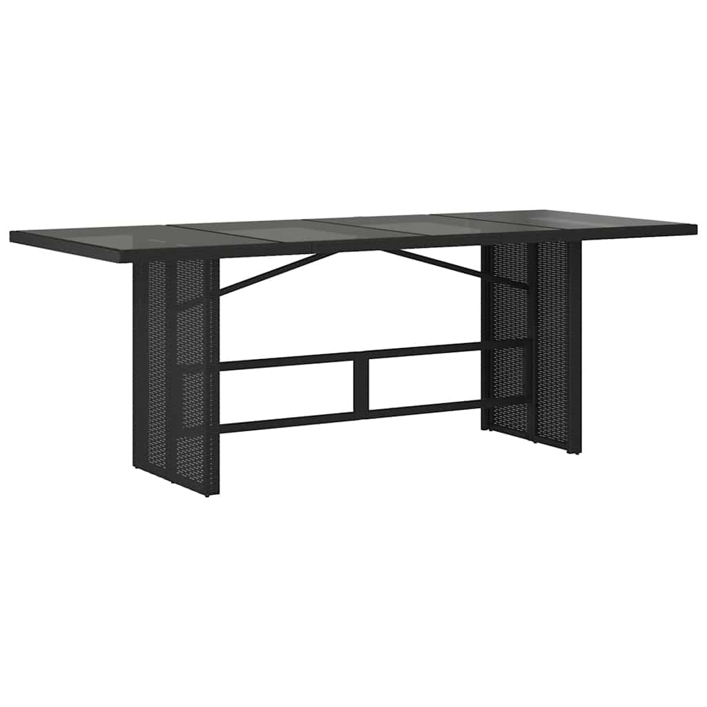 vidaXL Trädgårdsbord med glasskiva svart 190x80x74 cm konstrotting