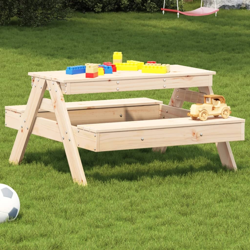 vidaXL Picknickbord för barn 88x97x52 cm massiv furu