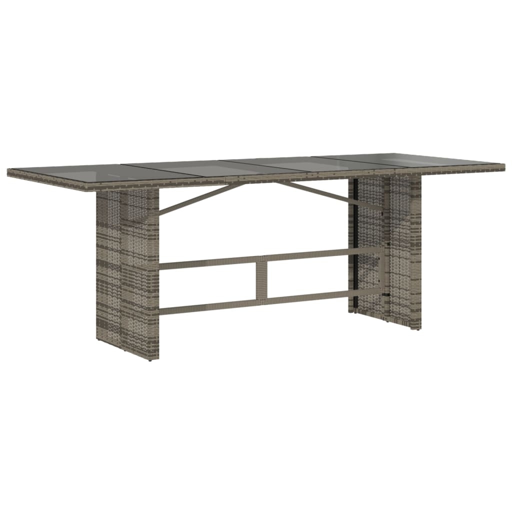 vidaXL Trädgårdsbord med glasskiva grå 190x80x74 cm konstrotting