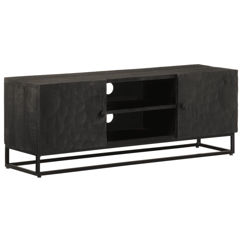 vidaXL Tv-bänk svart 110x30x40 cm massivt mangoträ och järn