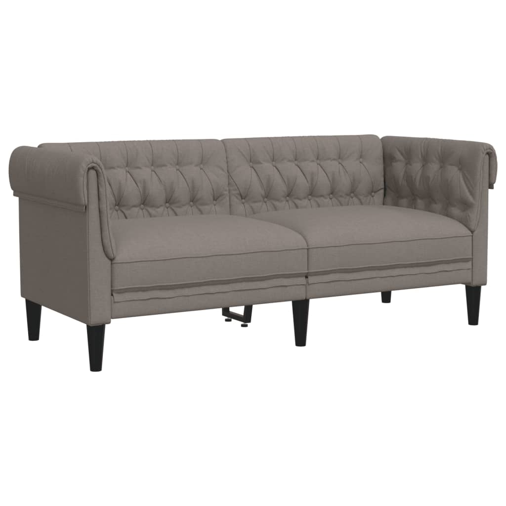 vidaXL Chesterfieldsoffa 2-sits taupe tyg