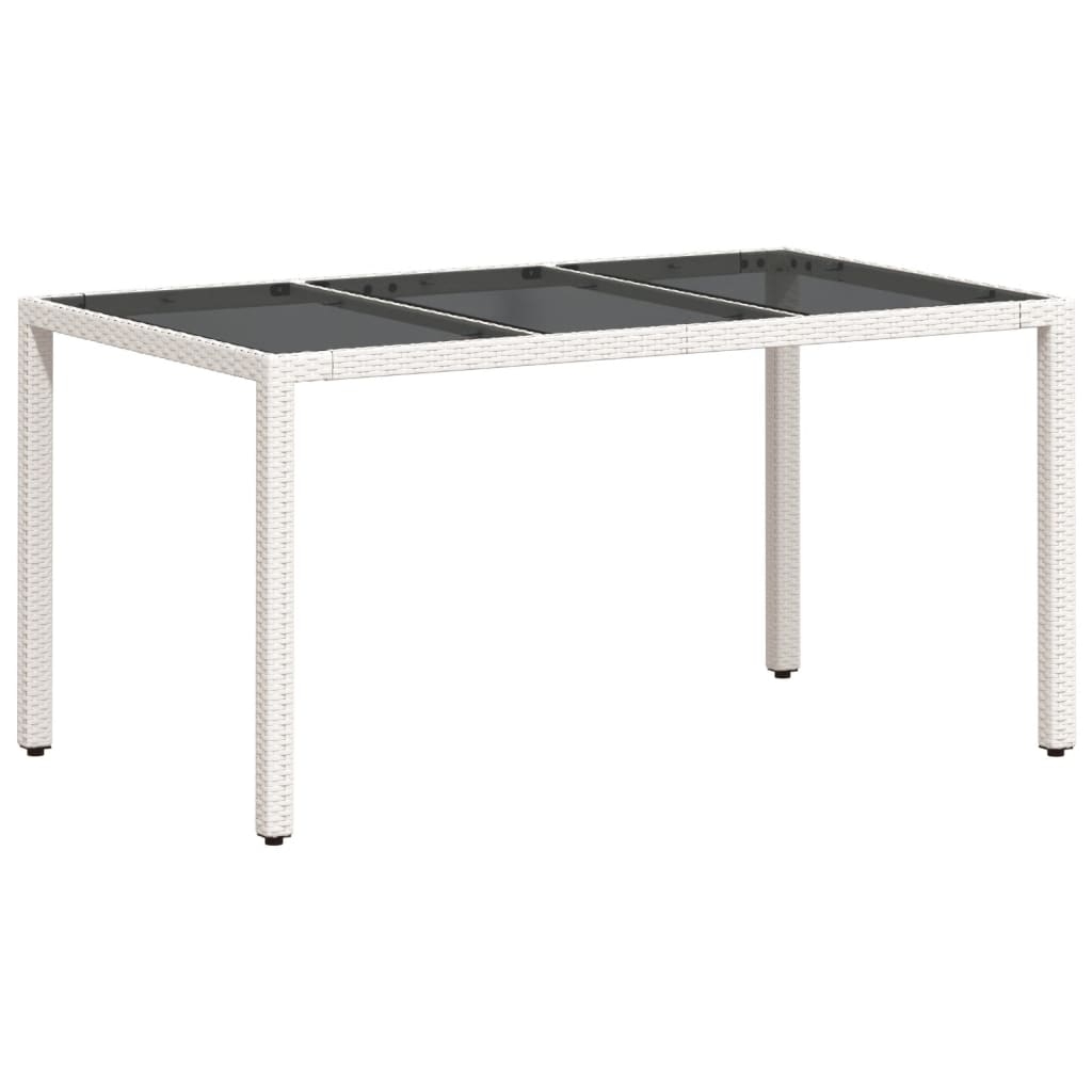 vidaXL Trädgårdsbord med glasskiva vit 150x90x75 cm konstrotting