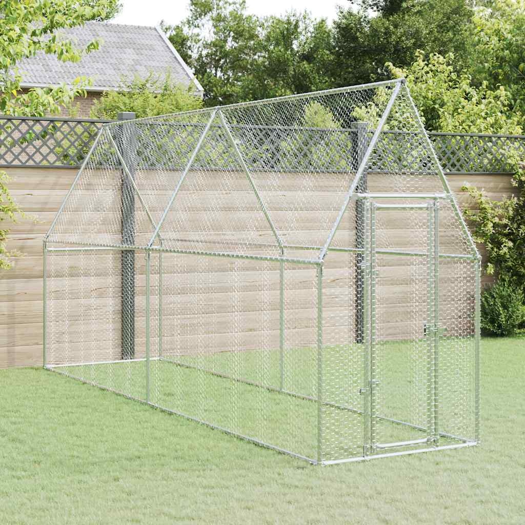 vidaXL Hönsbur silver 400x100x190 cm galvaniserat stål