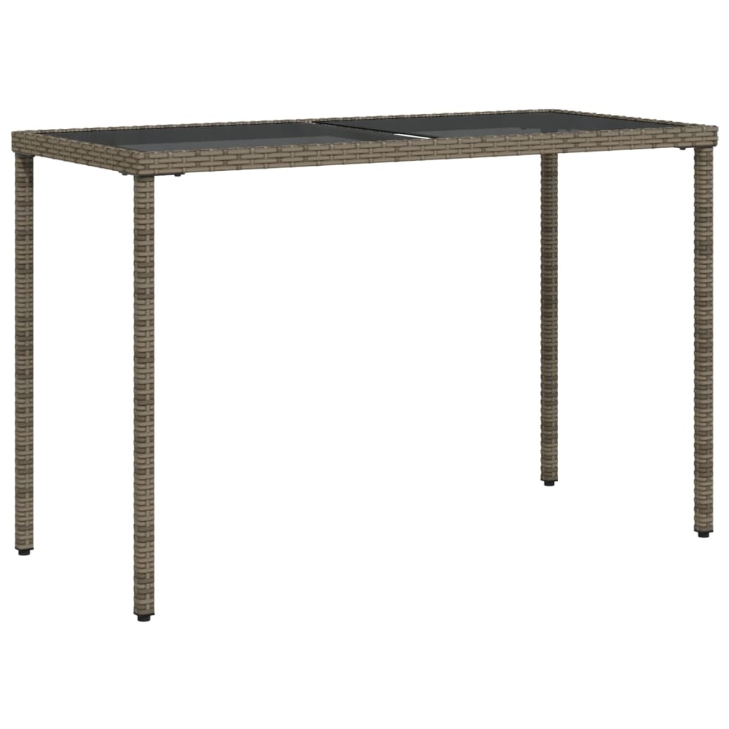 vidaXL Trädgårdsbord med glasskiva grå 115x54x74 cm konstrotting