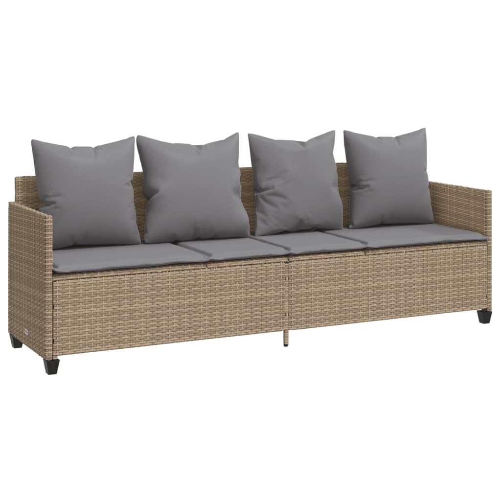 vidaXL Solsäng med dynor beige konstrotting