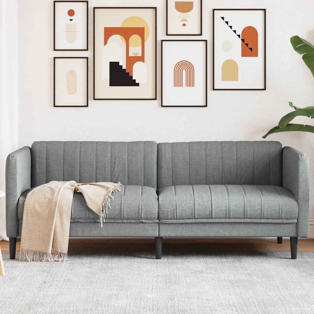 vidaXL Soffa 3-sits ljusgrå tyg