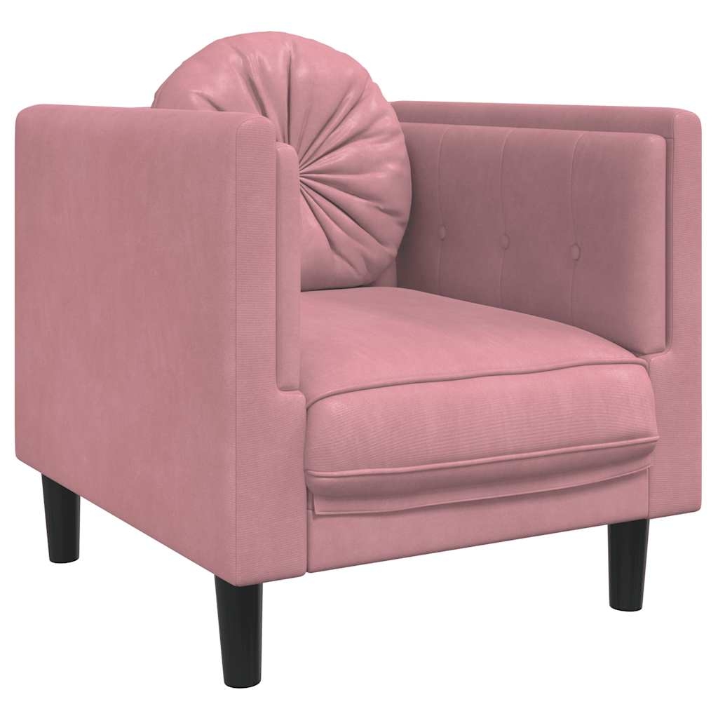 vidaXL Fåtölj med dyna rosa sammet
