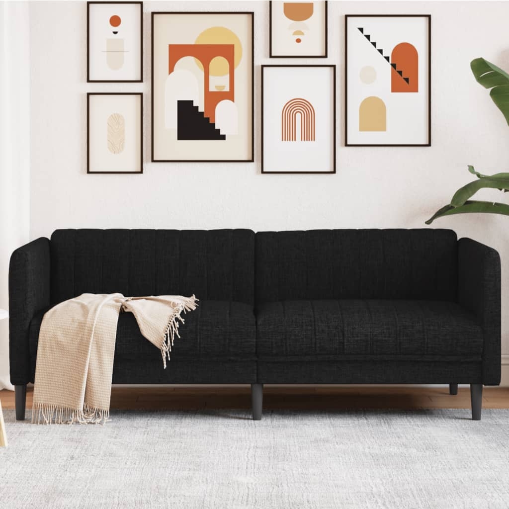 vidaXL Soffa 3-sits svart tyg