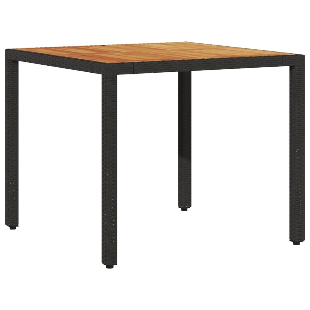 vidaXL Trädgårdsbord med akaciaträ svart 90x90x75 cm konstrotting