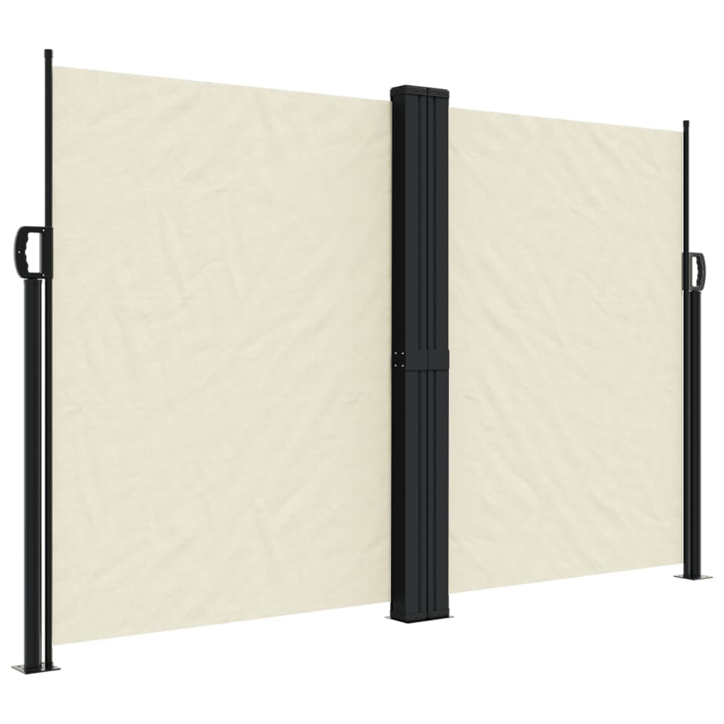vidaXL Infällbar sidomarkis gräddvit 160x1200 cm