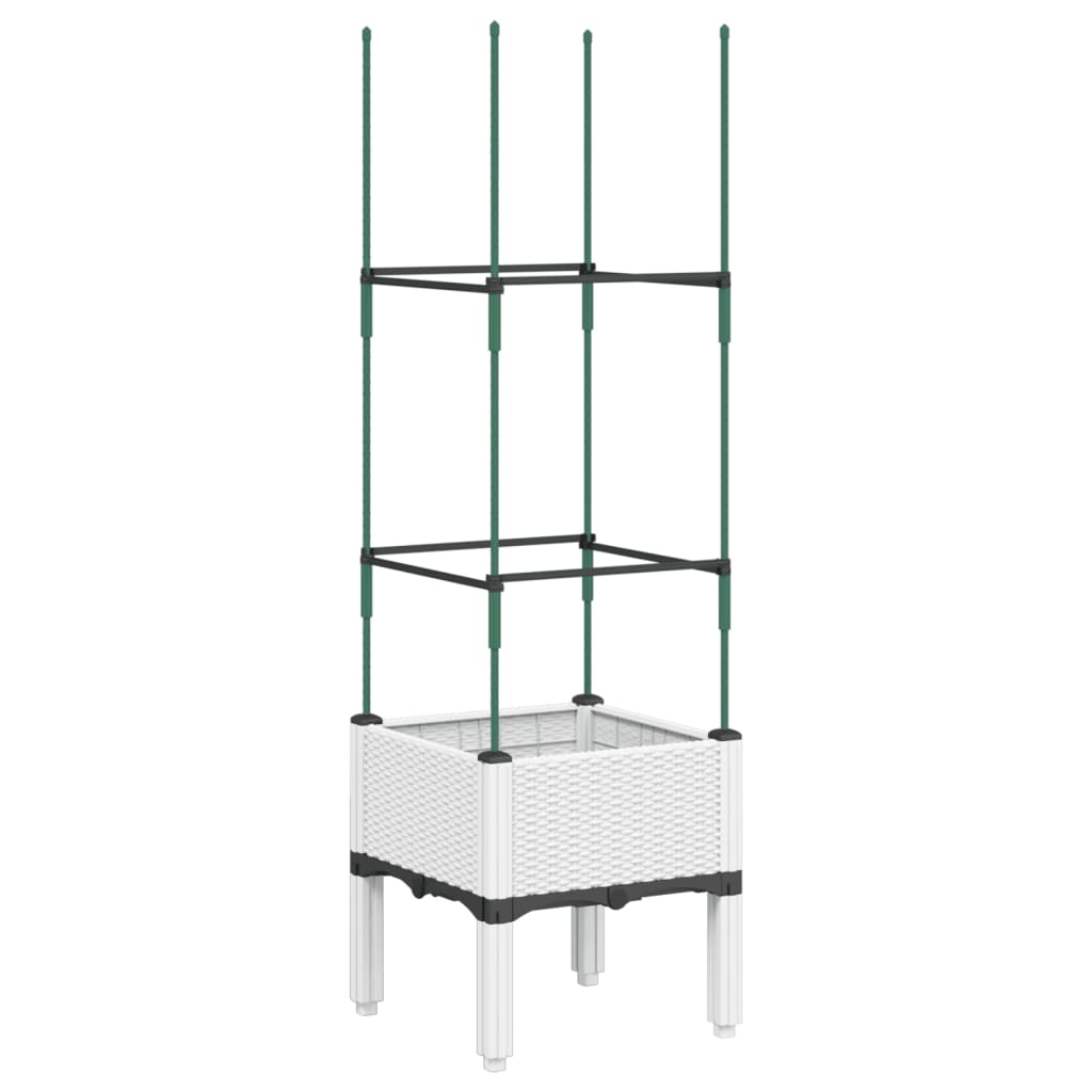 vidaXL Odlingslåda med spaljé vit 40x40x142,5 cm PP
