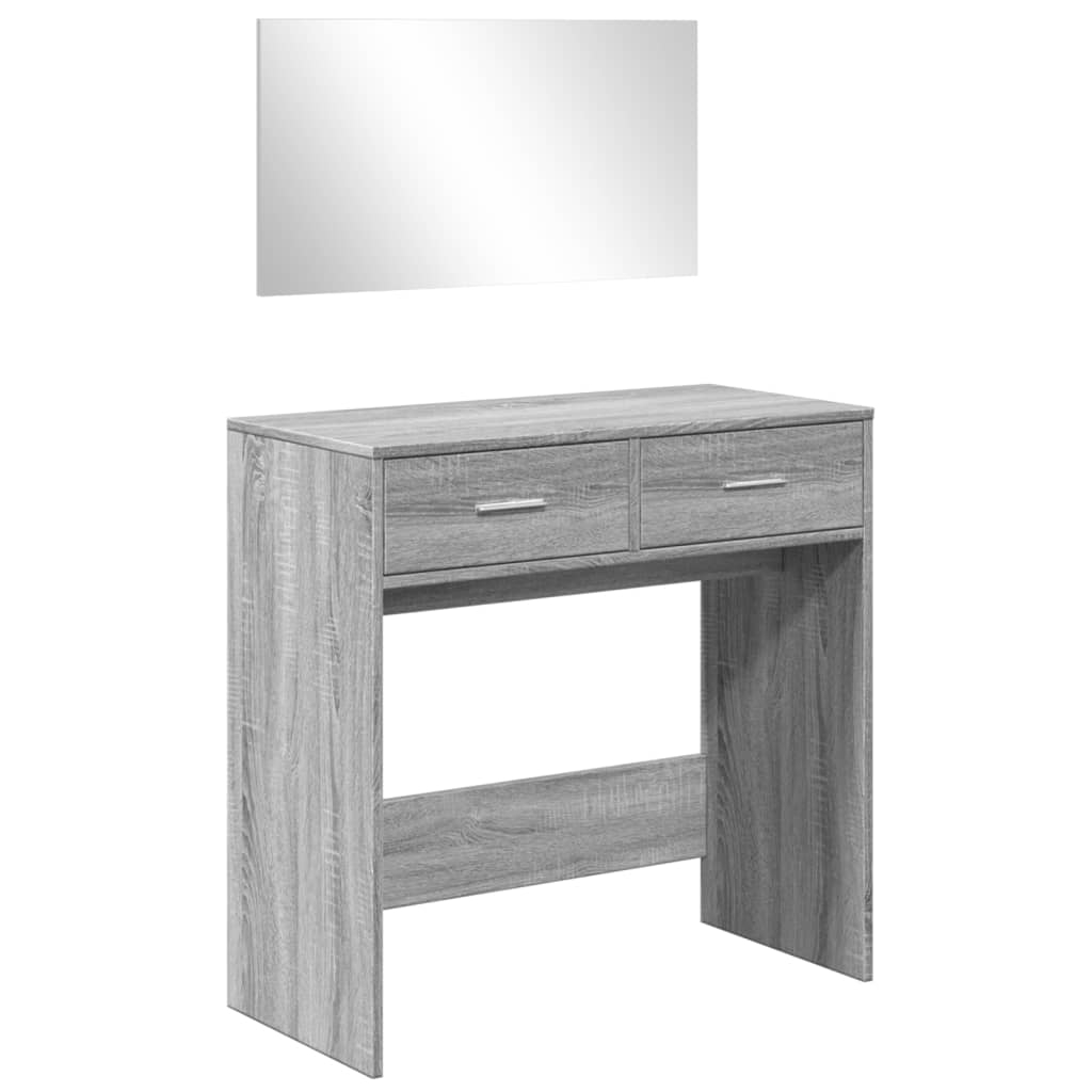 vidaXL Sminkbord med spegel grå sonoma 80x39x80 cm