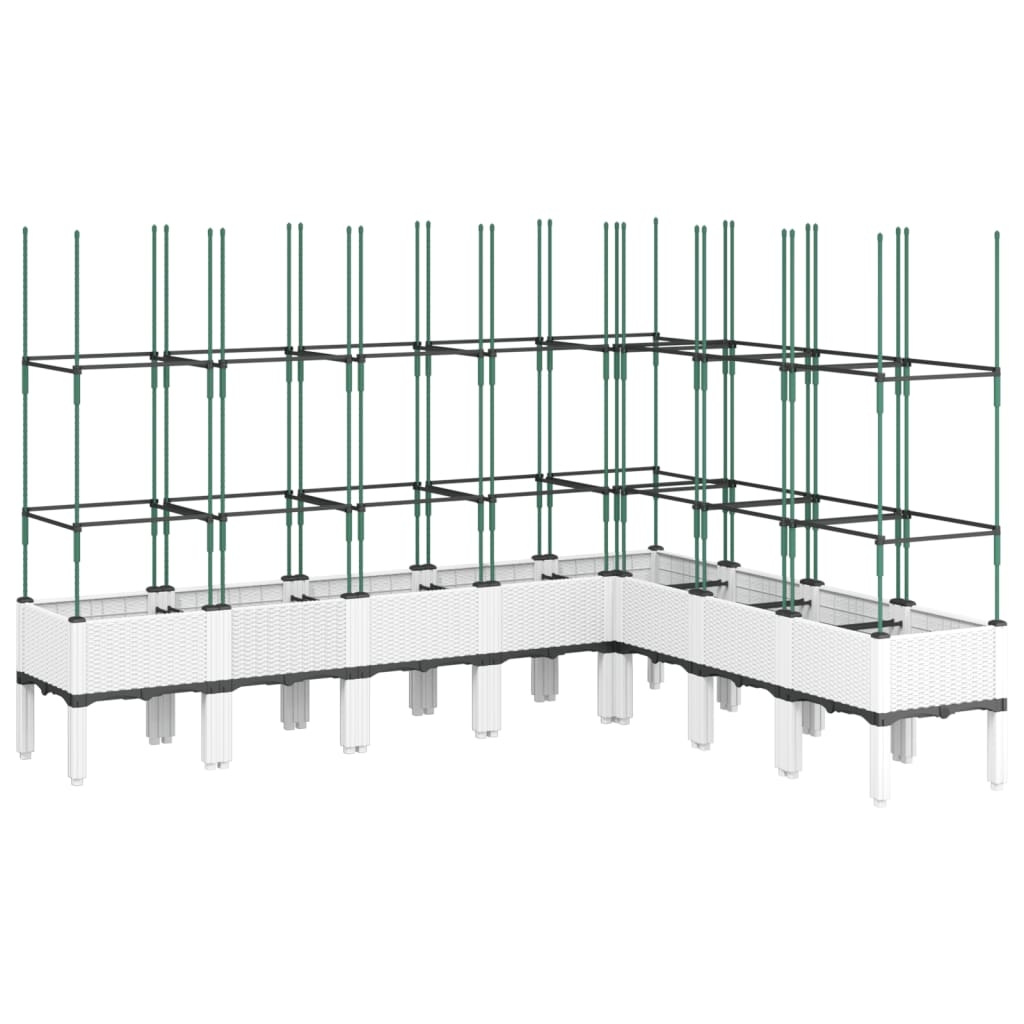 vidaXL Odlingslåda med spaljé vit 200x160x142,5 cm PP