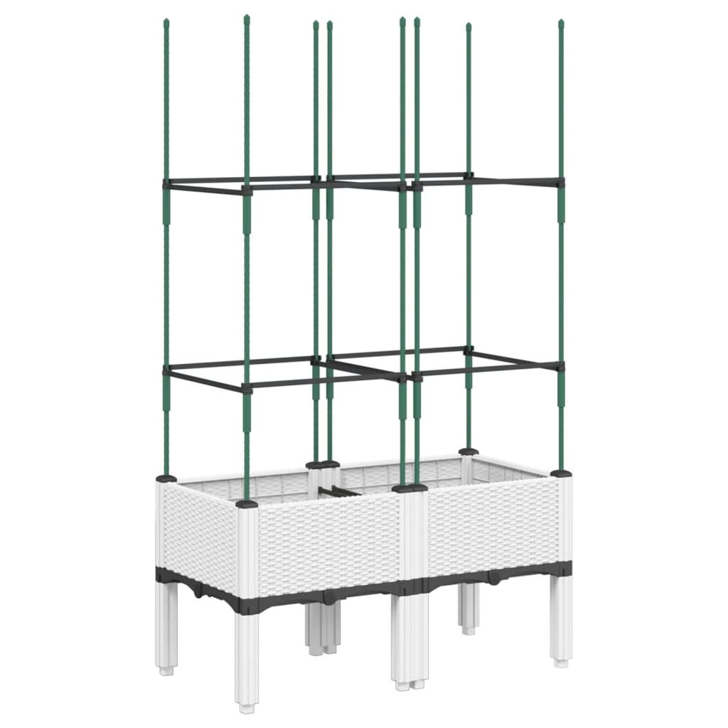 vidaXL Odlingslåda med spaljé vit 80x40x142,5 cm PP