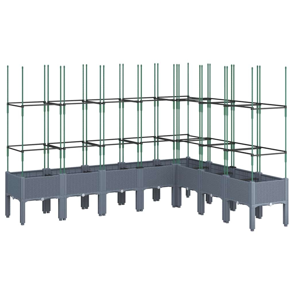 vidaXL Odlingslåda med spaljé grå 200x160x142,5 cm PP