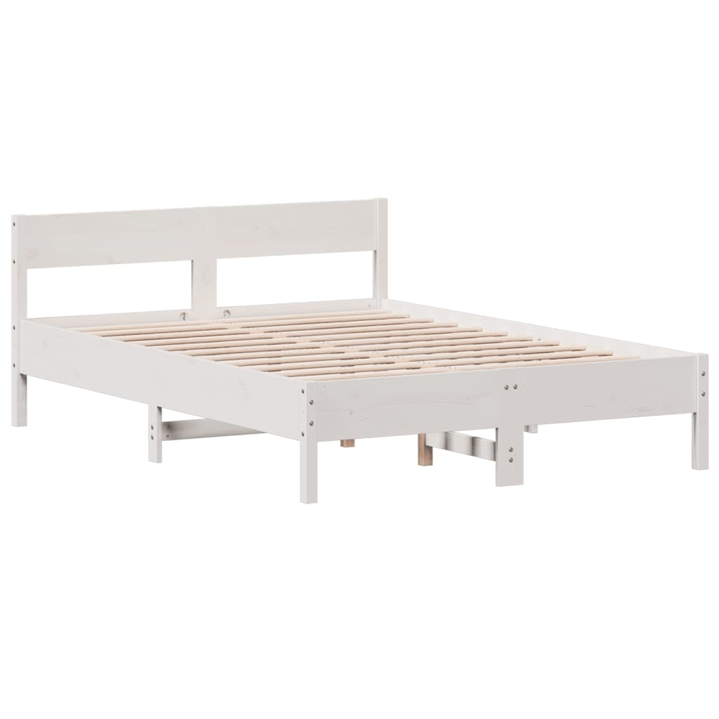 vidaXL Sängram utan madrass vit 135x190 cm massiv furu