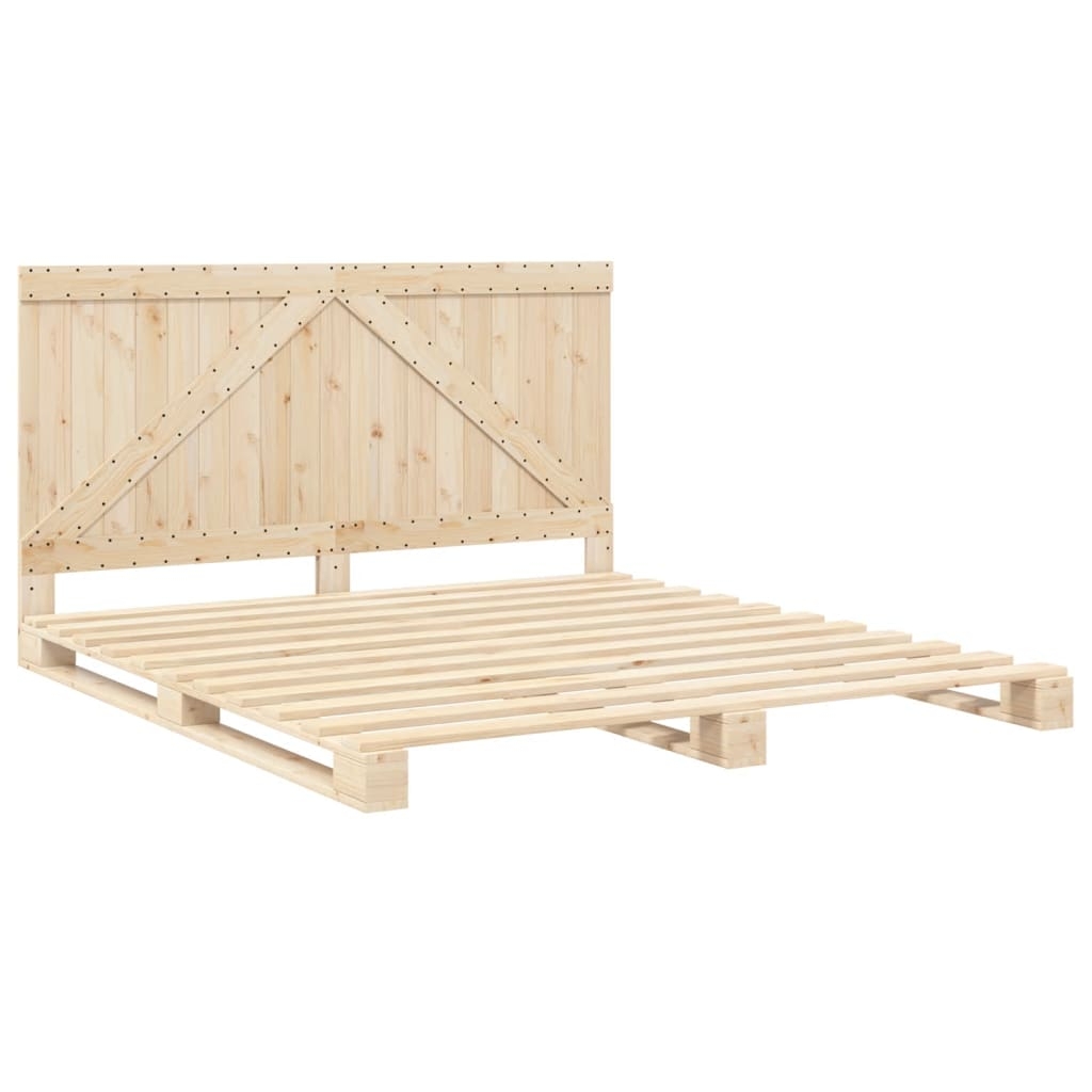 vidaXL Sängram med huvudgavel 200x200 cm massiv furu